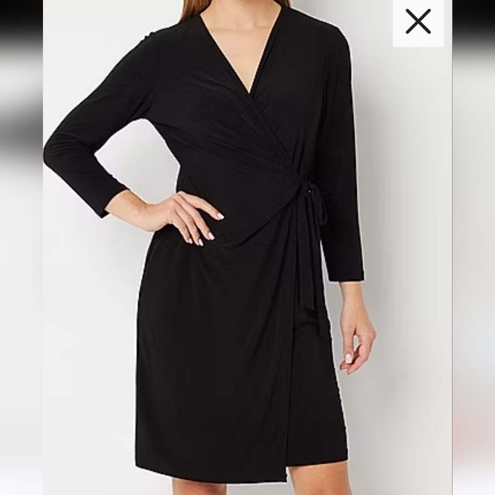 NWT Black Label by Evan-Picone Womens 3/4 Sleeve Wrap Dress Size 8